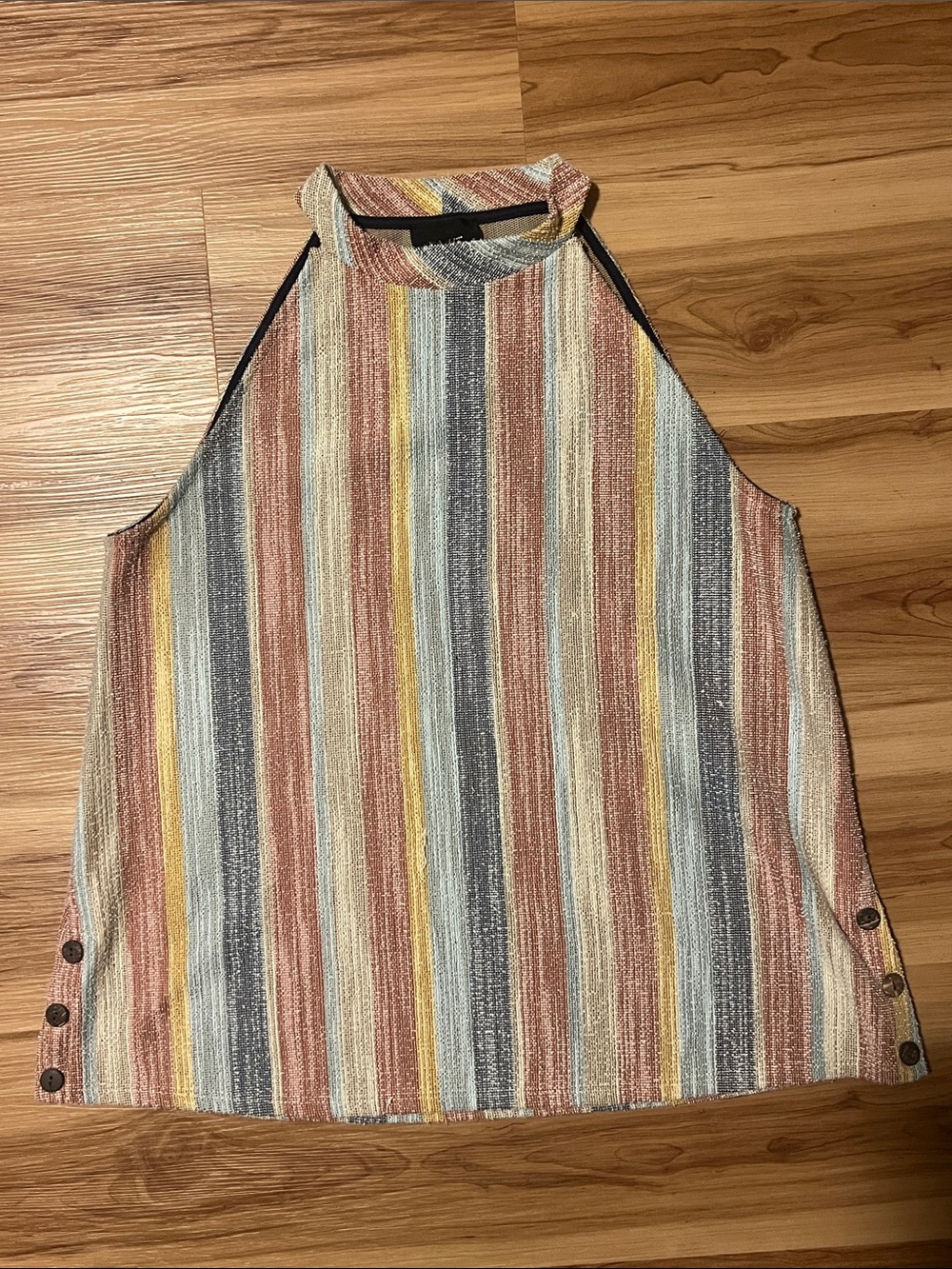 W5 Striped Halter Tank Top in Rust, Mustard, Gray & Cream